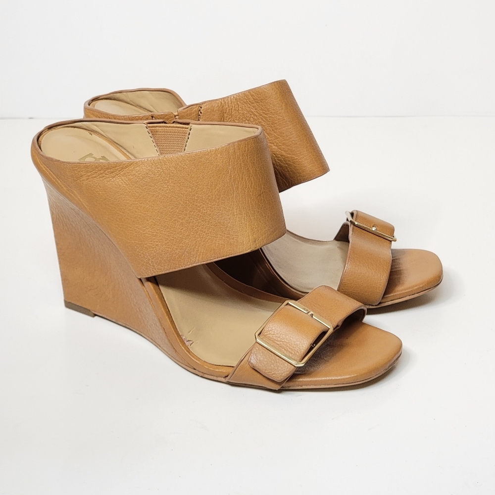 ANN TAYLOR | Leather strappy Slip-on Open Toe wedge sandals size 6